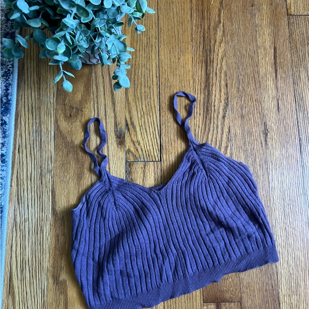 Purple Ribbed Women's Tank Top